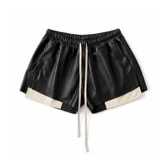 RICK OWENS フォグレザーショーツ風ショートパンツ　ゆいぴす着用sサイズ Rick Owens 風 レザーショートパンツ ブラック - メルカリ