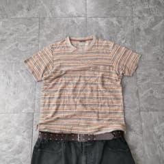 border pocket t shirt brown orange y2k　rのサムネイル