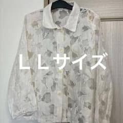 시어 블라우스 꽃무늬 화이트 긴 소매 LL 사이즈 정도