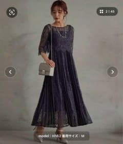 Dorry Doll シアーレースブラウス付きプリーツ レースワンピースドレス