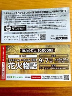 グリーンランド無料ご入園ペアチケット　花火物語2024　1枚2名様分　熊本県①のサムネイル