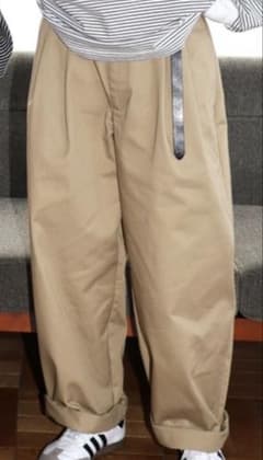メンズ ワイドチノパンツ ベージュ サイズMのサムネイル