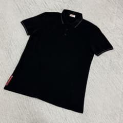 PRADA ポロシャツ ブラック 襟ライン入り - メルカリ