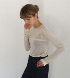 【CLEIO】袖口ボタンシアーTシャツのサムネイル