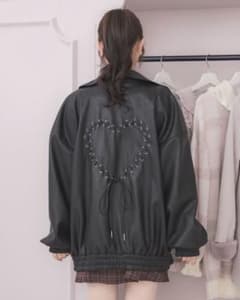 pium ハートレースアップレザージャケット ブラックのサムネイル