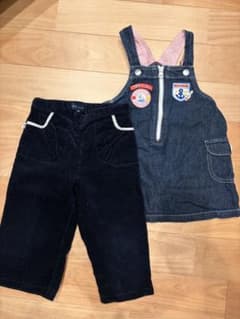 デニムサロペット&コーデュロイパンツセットのサムネイル