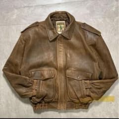 80s A-2 レザーフライトジャケット 本革 短丈 レザーボンバー
