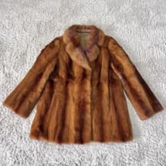 良品　フォックス リアルファーコート　毛皮　ミドル丈　ブラウン　毛並み◎ リアルファー コート フォックス 女優襟 毛皮 毛並み良好 レッド
