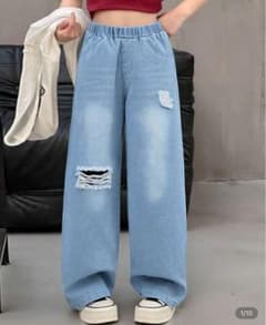 ロンハーマン ダメージ加工 ライトブルーパンツ ダメージ加工ライトブルーロングパンツ122-128CM - メルカリ