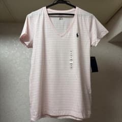タグ付き　新品未使用 ポロラルフローレン Vネック Tシャツ ピンク ボーダーのサムネイル