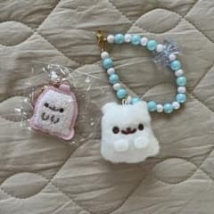 ポメラニアンもち ぬいぐるみチャームつき ビーズストラップ