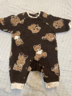 美品⭐︎breeze⭐︎くまちゃんモコモコロンパース！70センチ！のサムネイル