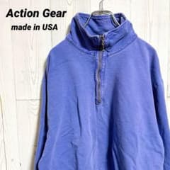 90s USA製 Action Gear ハーフジップ スウェット フェード