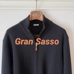 Gran Sassoグランサッソ スタンドカラー　ドライバーズニット50ブラック Gran Sassoグランサッソ スタンドカラー ドライバーズニット50ブラック
