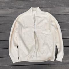 ダブルジップ　ニット　ホワイトベージュ