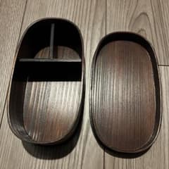 ＊使用頻度少なめ＊曲げわっぱ 楕円形 仕切り付き 木製のサムネイル