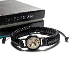 tab131 タテオシアン ブレスレット ブラックレザー シルバーギア 