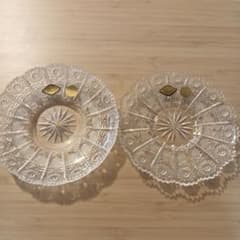 新品　BOHEMIA Crystal プレート　皿　4枚 未使用チェコ ボヘミアンクリスタル 皿2枚セットBOHEMIA Crystal