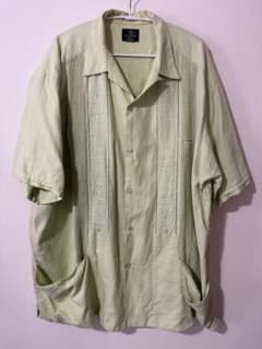 90s USA古着 キューバシャツ ライトグリーン XLサイズ vintageのサムネイル