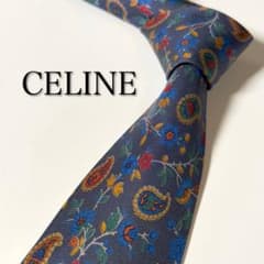 美品】 CELINE セリーヌ ペイズリー柄 ネイビー系 ネクタイ - メルカリ