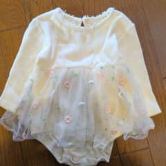 花柄チュール ロンパース 長袖 アイボリーのサムネイル