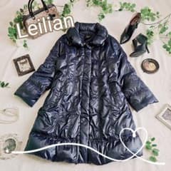 美品✨レリアン　エレガントなショールカラーダウンコート ネイビー　13号 美品✨レリアン エレガントなショールカラーダウンコート ネイビー 13