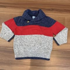 babyGap ボタン付きセーター 赤・グレー・ネイビーのサムネイル
