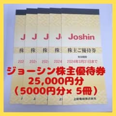 上新電機 ジョーシン Joshin 株主優待券 5冊 25,000円分のサムネイル