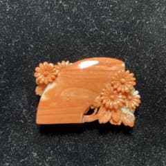 珊瑚　帯留め　桃珊瑚 サンゴ 和装小物 コーラル　アンティーク　彫刻のサムネイル