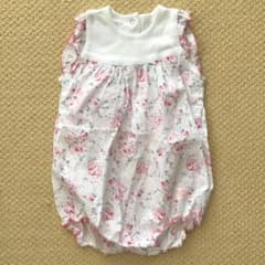 未使用・プチバトー ピンクの花柄ロンパースのサムネイル