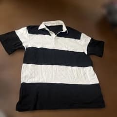 GU メンズS モノトーン太ボーダー襟付きTシャツのサムネイル