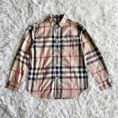 美品★バーバリーロンドン 現行 長袖シャツ ノバチェック ストライプ 140 BURBERRY バーバリーロンドン 長袖シャツ 140A ノバチェック