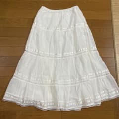 レディース　綿　白スカート　Mのサムネイル