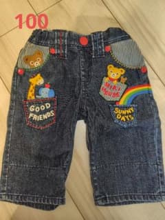 MIKI HOUSE デニムハーフパンツ プッチー ワッペン 刺繍 ズボン - メルカリ