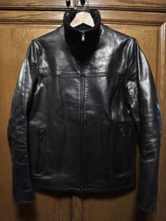 ラウンジリザード　ハイネック カウレザージャケット　サイズ3　ブラック ラウンジリザード ハイネック カウレザージャケット サイズ3 ブラック