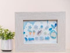 『ペンギンたちと涼しい夏』　シーグラスアートのサムネイル