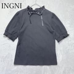 INGNI イング リボンフリルネック リブカットソー M ガーリー 五分袖のサムネイル