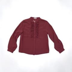 ハニーズHoneys 長袖胸元フリルブラウス M ボルドー新品タグ付きのサムネイル