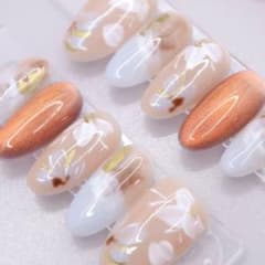 266ネイルチップSサイズ 韓国 上品 ニュアンス フラワー マグネット