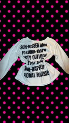 ホワイト 長袖Tシャツ テキストデザイン y2k グランジ 平成のサムネイル