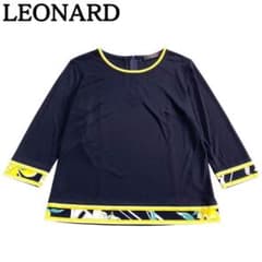 美品☆LEONARD レオナール 7分袖Tシャツ カットソー カンカン素材 40