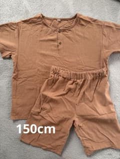 子供服　ルームウェア　パジャマ　上下　セット　150 キャメル　半袖　半ズボンのサムネイル