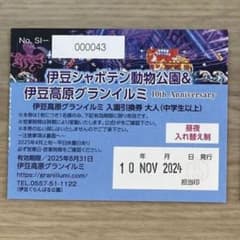 伊豆高原グランイルミ入園券　2枚セットのサムネイル