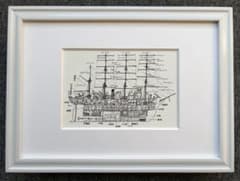 柳原良平『練習船 日本丸』 B5サイズ 額入り 印刷物 アンクルトリス