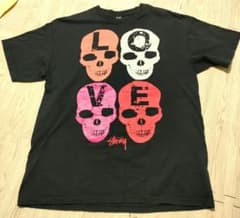 Stussy スカル ドクロ LOVE HATETシャツ ブラック L 希少 - メルカリ