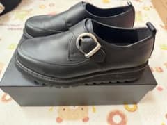 HARE ハレ シャークソール シングルモンクシューズ 牛革 黒 厚底