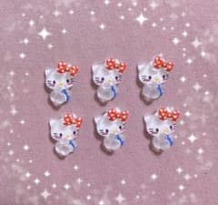 キティ(水玉)3Dネイルパーツ　6Pセットのサムネイル