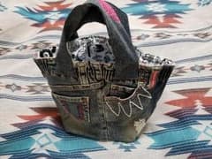 デニムミニトートバッグ リメイク刺繍のサムネイル