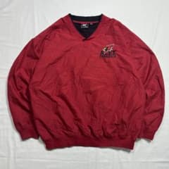 WHITE BEAR 빈티지 V 넥 나일론 풀오버 스쿨 자수 로고 헌 옷