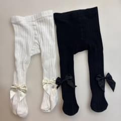 リブ編みベビータイツ 2色セットSHEIN 0-6M 春秋冬用タイツ女の子のサムネイル